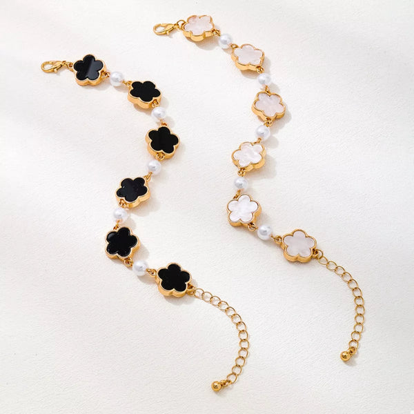 18k gold-plated alloy flower bracelet, alternate view