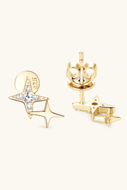 Gold-tone open star-shaped earrings showing a front and rear view