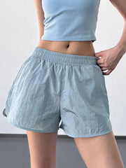 Side view of elastic waist active shorts