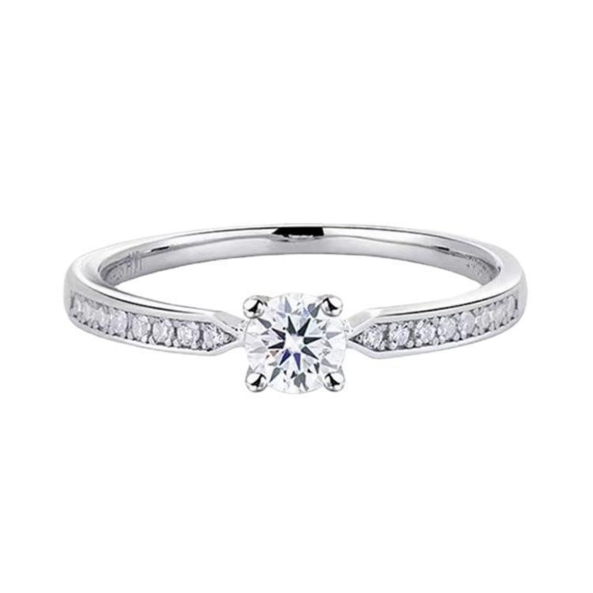 0.5 carat moissanite solitaire ring in 925 sterling silver, alternate view