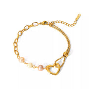 Full view of heart and pearl bracelet