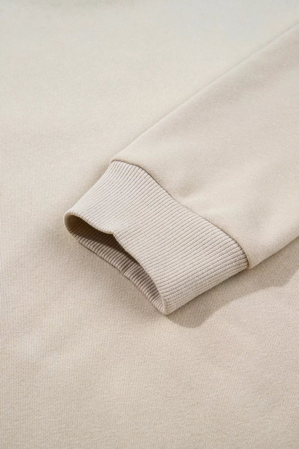Close-up of ribbed sweatshirt cuff