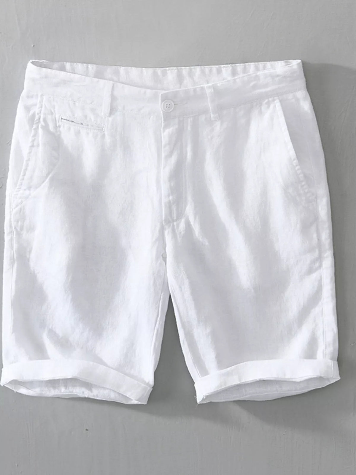 White loose-fit shorts, front view