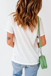 Back view of white short-sleeve T-shirt