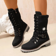 Black boots shown from rear side
