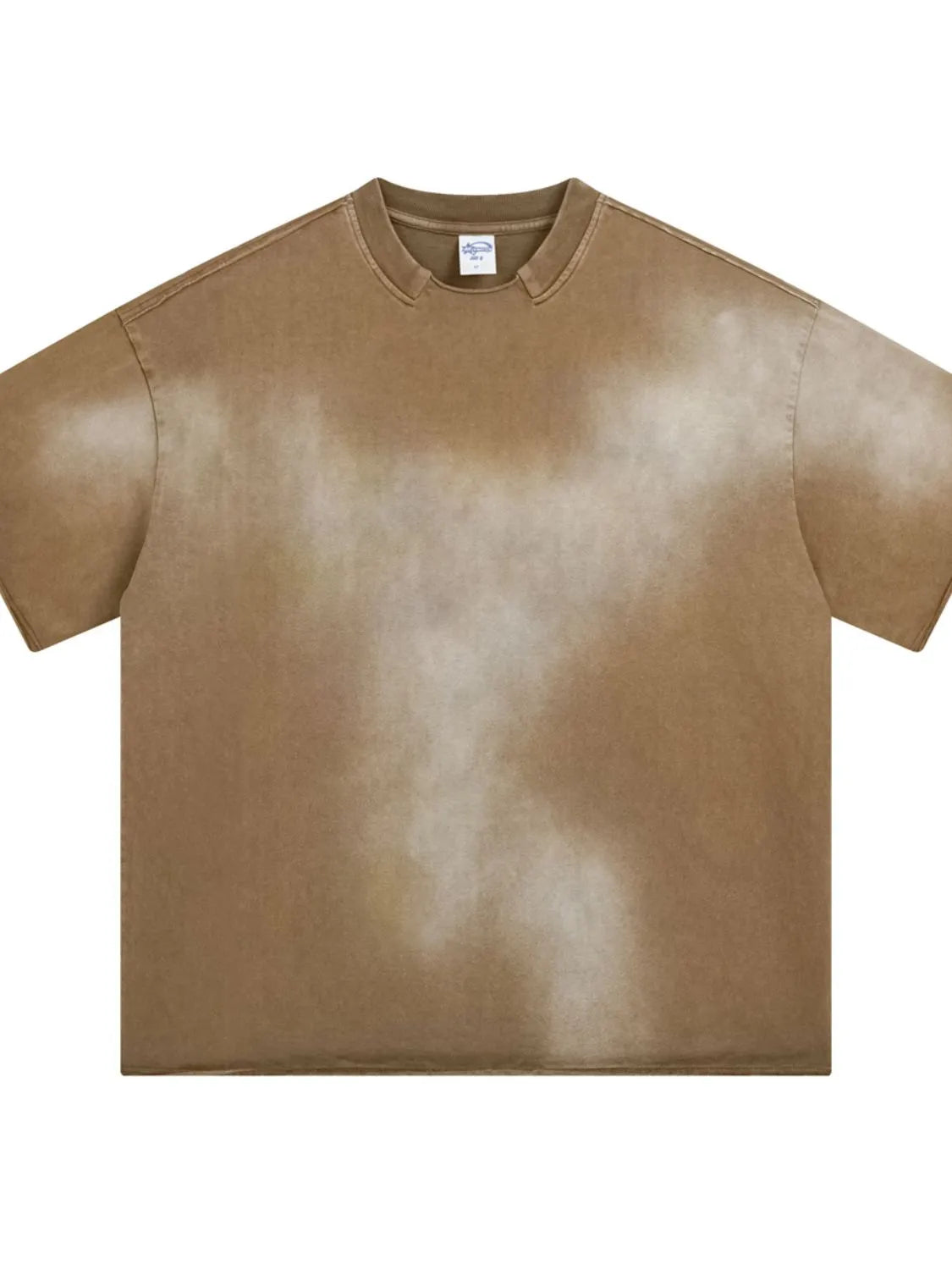 Tan washed short-sleeve crew-neck T-shirt displayed flat