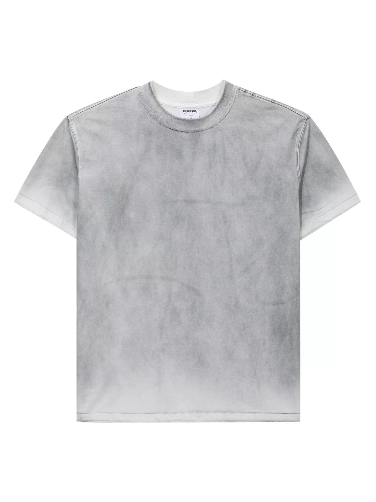 Close-up of mottled gray washed T-shirt fabric