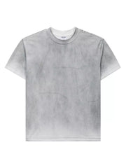 Close-up of mottled gray washed T-shirt fabric