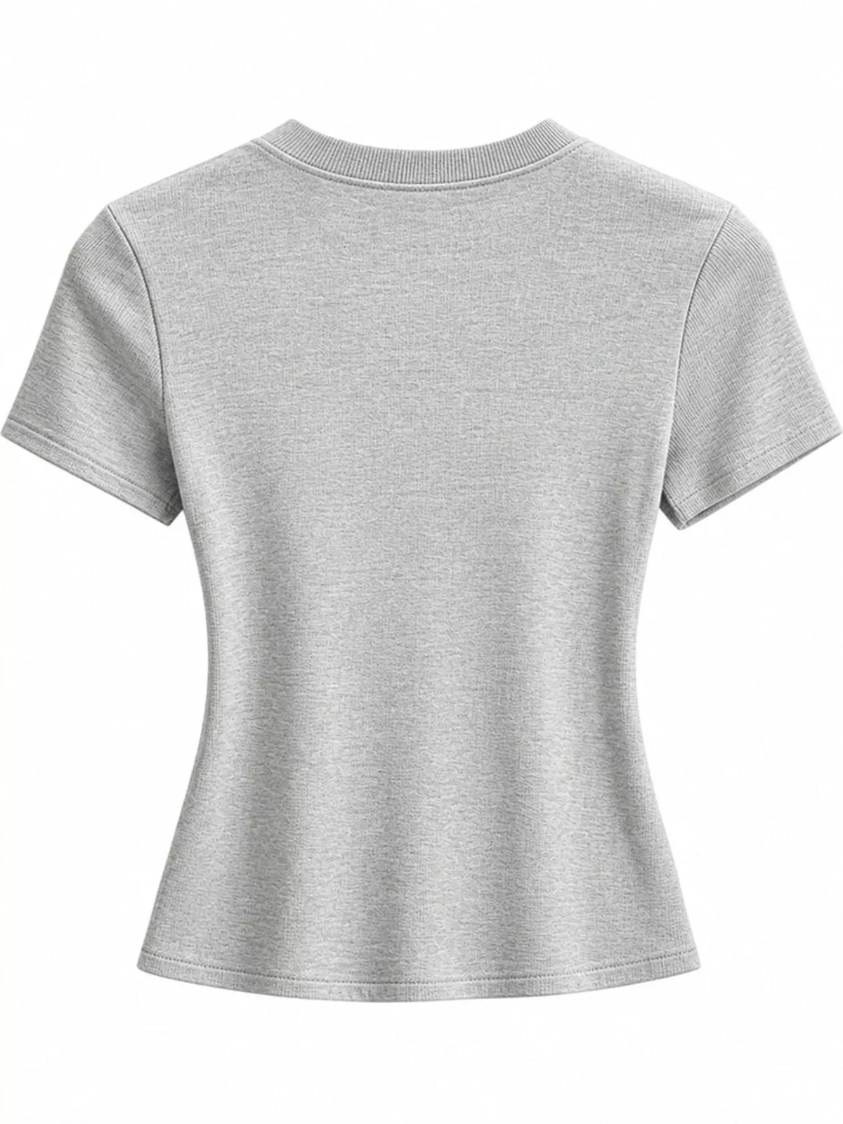 Brown crew neck T-shirt shown from the back.