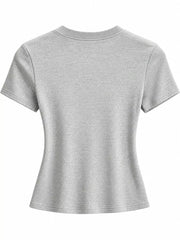 Brown crew neck T-shirt shown from the back.