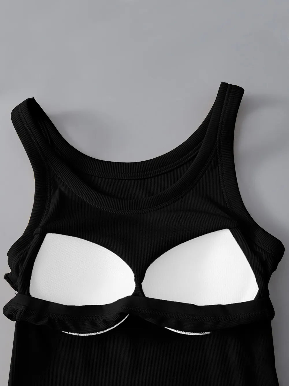 Soft viscose tank top with built-in bra shown in an alternate colour