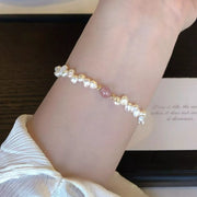 Pearl and crystal bracelet shown around the wrist