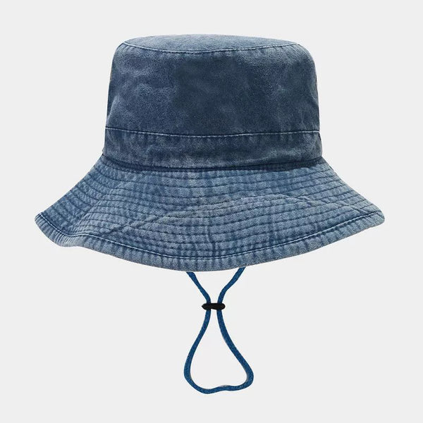 Dark blue wide-brim sun hat shown from the front