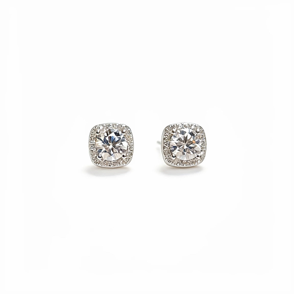 1 carat moissanite stud earrings in 925 sterling silver, side view
