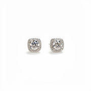 1 carat moissanite stud earrings in 925 sterling silver, side view