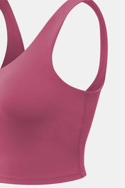Close-up of rose pink tank top fabric and wide shoulder strap