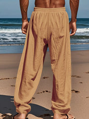 Back view of tan pants worn at the beach