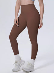 Front view showing fit of high-waisted seamless active leggings