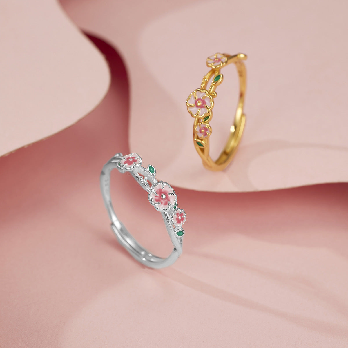 18K gold-plated 925 sterling silver flower ring