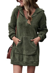 Half-zip dropped-shoulder oversized hoodie in olive front view
