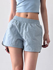 Alternate front view of elastic waist active shorts