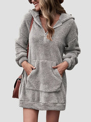 Half-zip dropped-shoulder oversized hoodie in gray front view