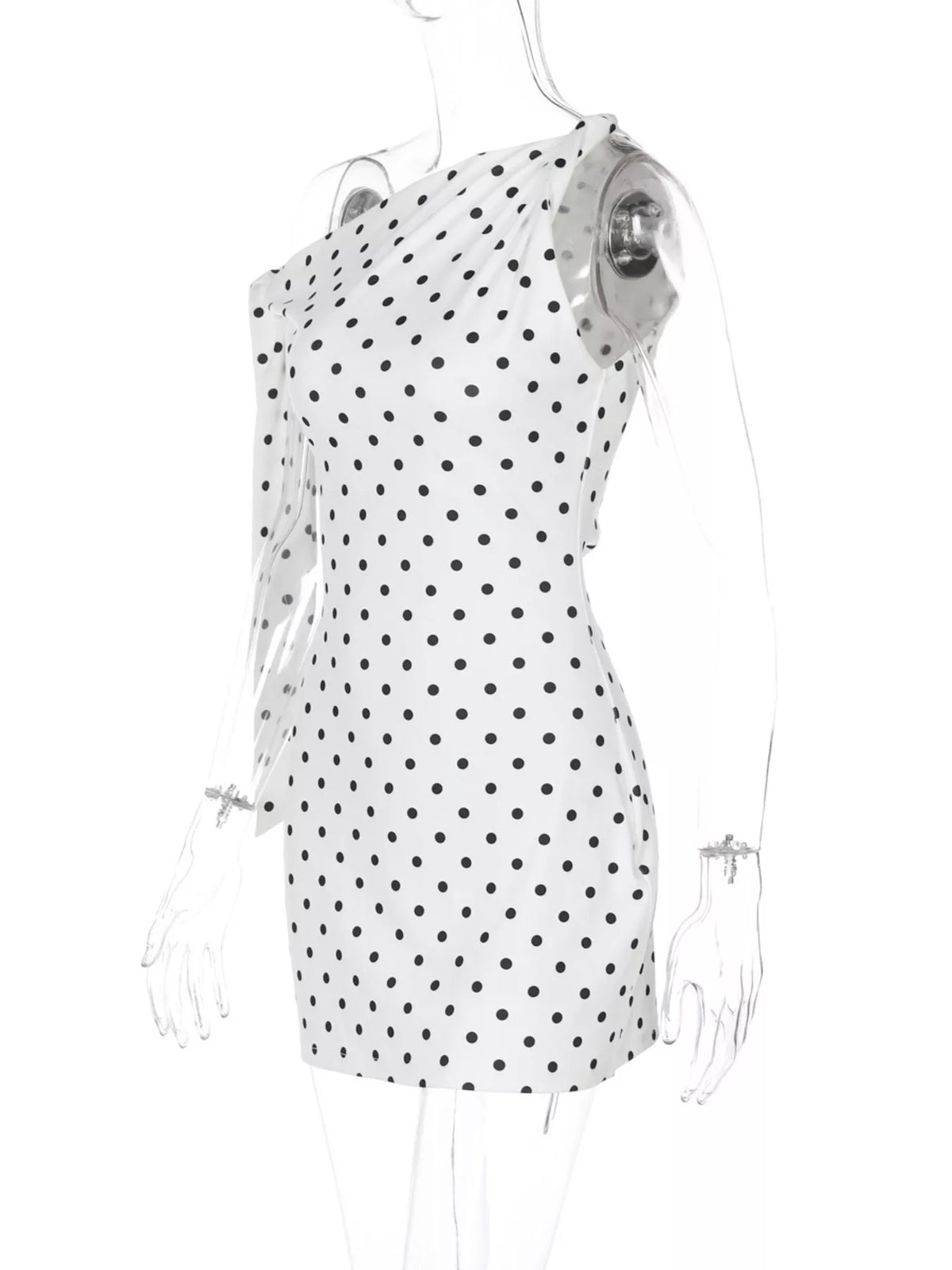 Polka dot mini dress, angled product view