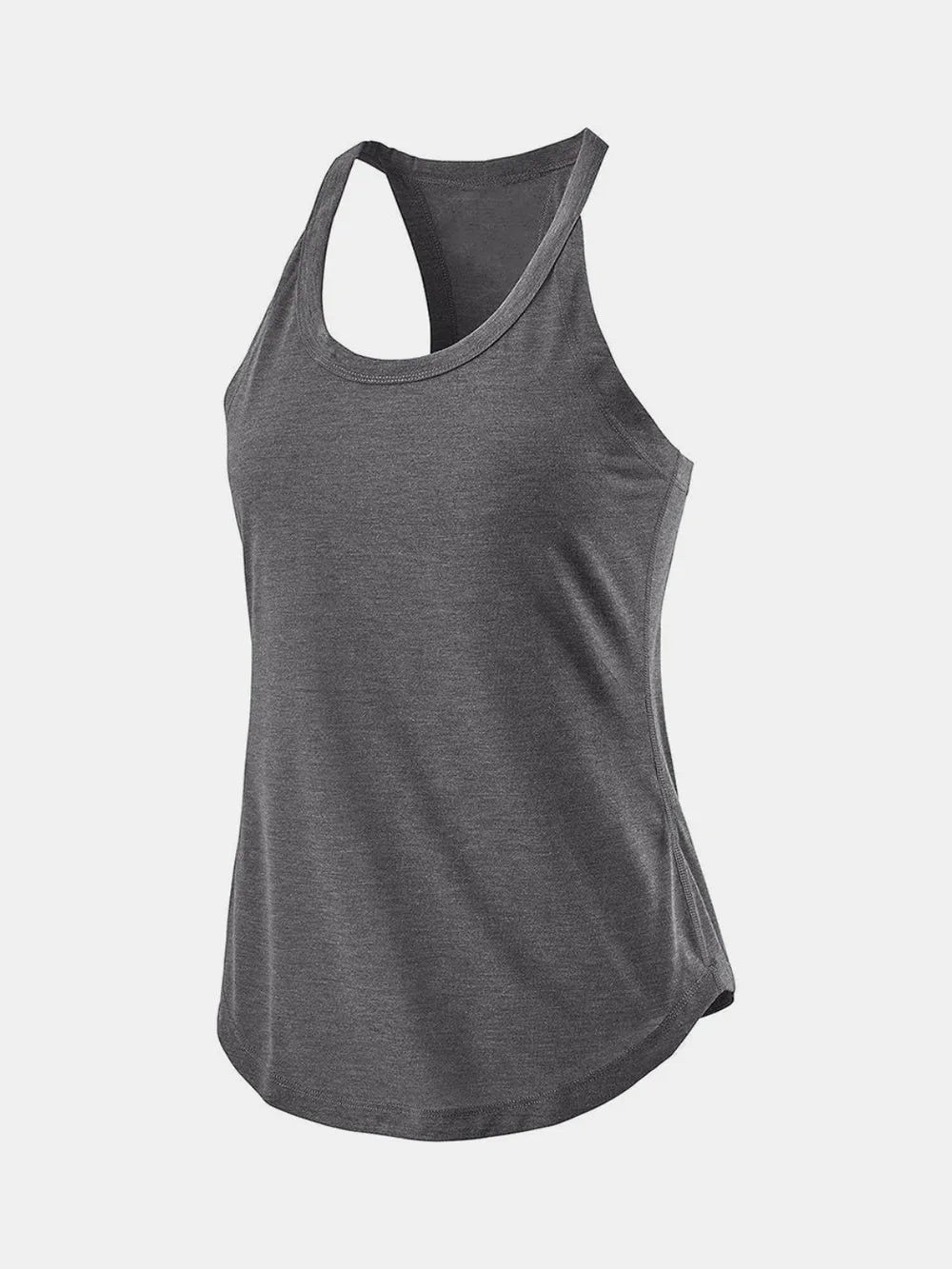 Back view of scoop neck active tank