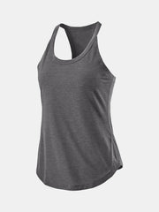 Back view of scoop neck active tank