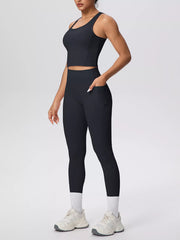 Black tank and leggings shown from the front