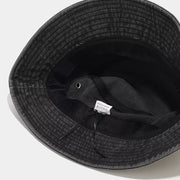 Inside view of the black washed cotton bucket hat