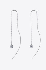 Moissanite 925 Sterling Silver Threader Earrings — Pair of slender threader earrings on white background