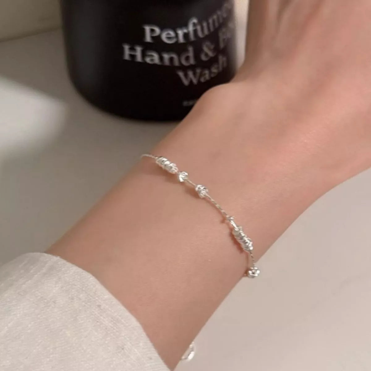 Classic platinum-plated 925 sterling silver bracelet, back view