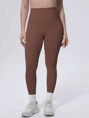 Side view of high-waisted seamless active leggings
