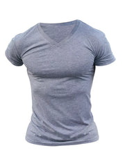Light gray V-neck T-shirt, front view