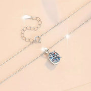Sterling silver necklace with round moissanite pendant and extension chain