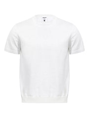 White classic short-sleeve knit top shown from the front