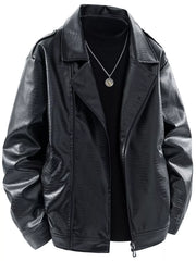 Front view of black lapel-collar jacket over a black shirt