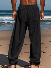 Side view showing the roomy leg and side pocket