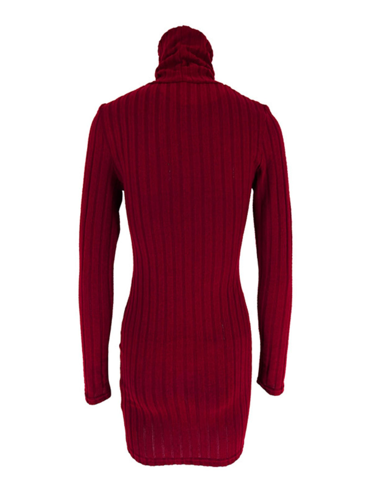 Back product view of burgundy dress