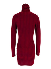 Back product view of burgundy dress
