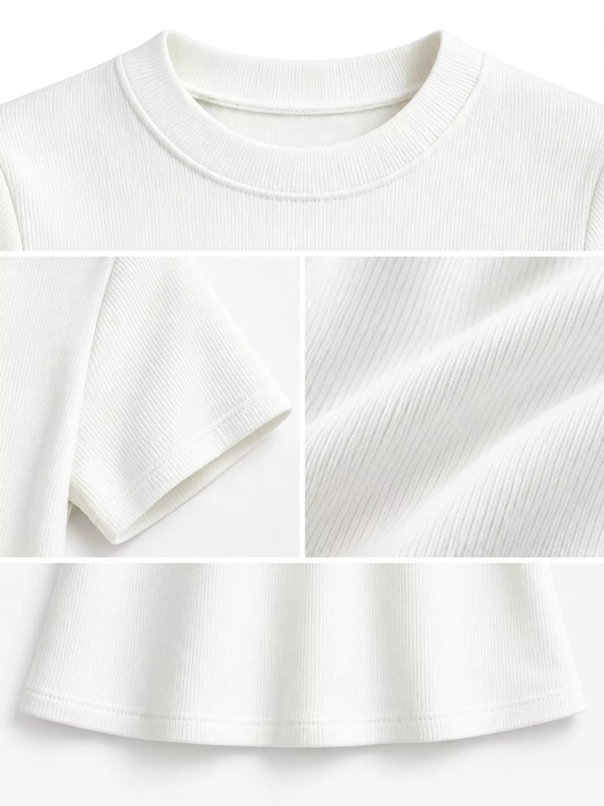 White short-sleeve crew-neck T-shirt, front view on model