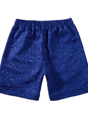 Back view of blue paisley shorts