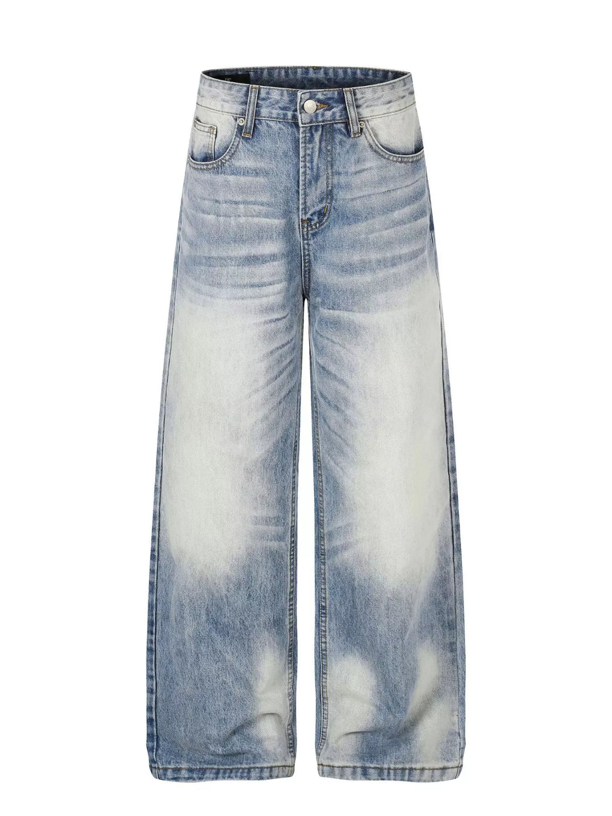 Light-wash wide-leg jeans shown from the front