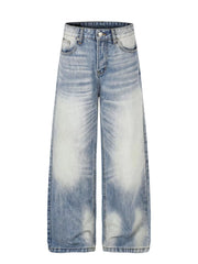 Light-wash wide-leg jeans shown from the front