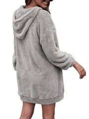 Half-zip dropped-shoulder oversized hoodie in gray back view