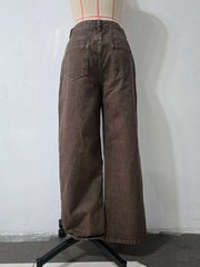 Back view of brown wide-leg jeans on a mannequin