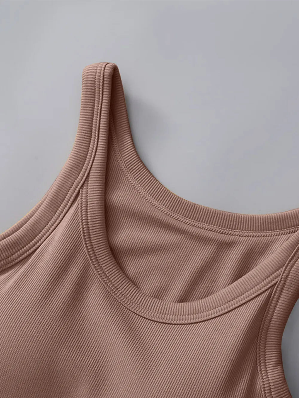 Soft viscose tank top with built-in bra shown in an alternate colour