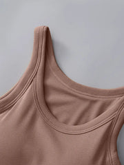 Soft viscose tank top with built-in bra shown in an alternate colour