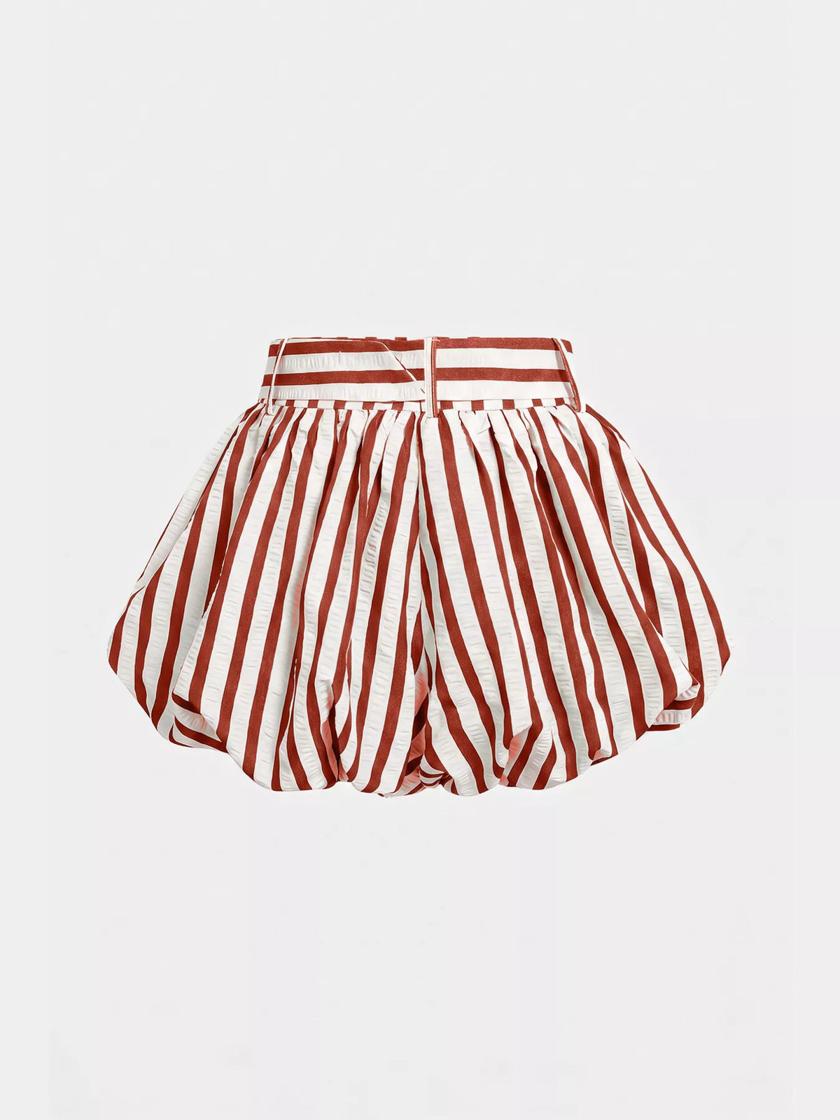 Red and cream striped bubble shorts, second product view